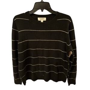 Nordstrom Cashmere Crewneck Sweater - Black & White XL